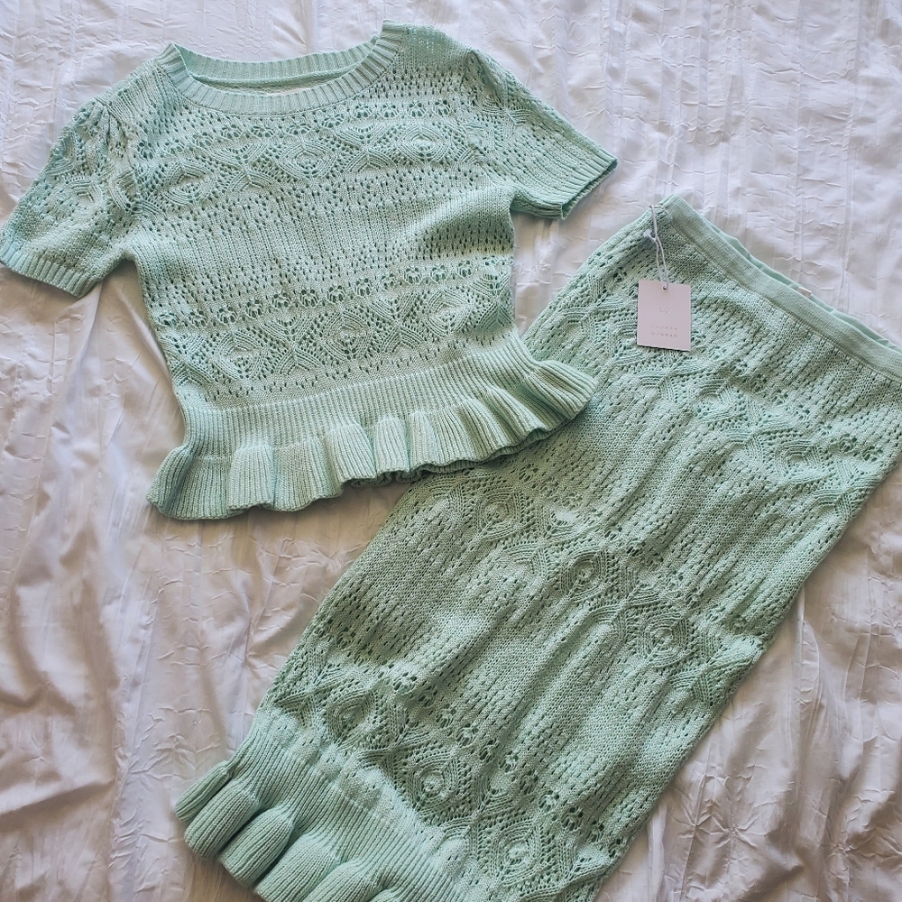 LC Lauren Conrad Spring Mint Knit Skirt & Top Set - Picture 3 of 3